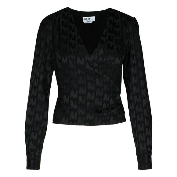 Msgm Black Viscose Blend Blouse Women